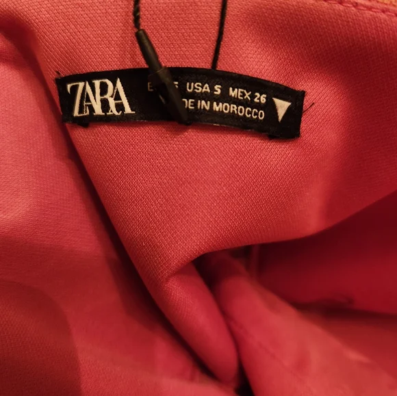 ZARA Tie Dye Strapless Midi Dress Womens Small Pink Orange Tulle - Picture 5 of 11